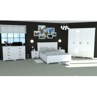 Dormitor Dynasty Alb cu pat 140x200 cm Dormitor Dynasty Alb cu pat 140x200 cm